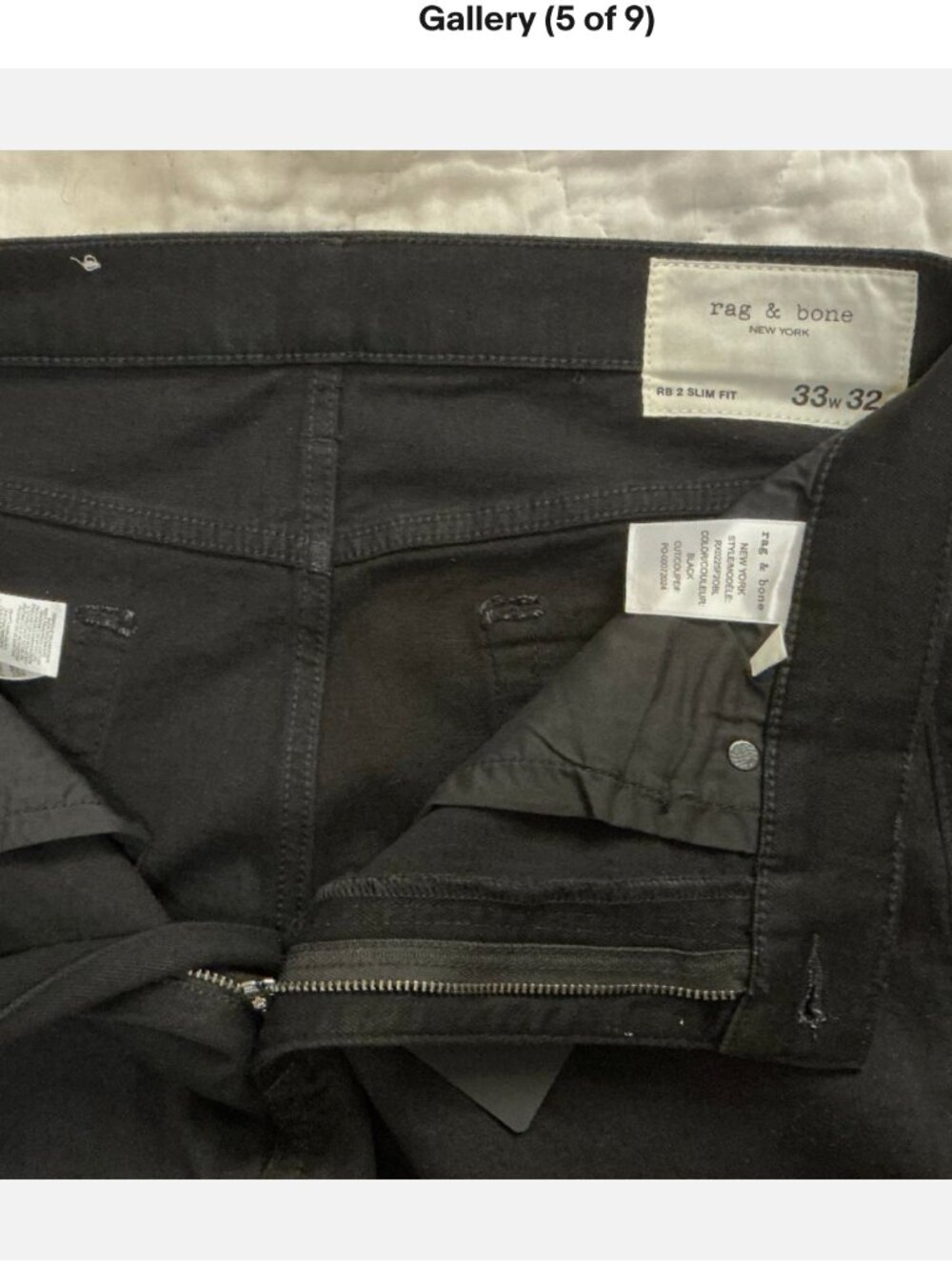 NWT rag & bone Men's RB 2 Slim Fit Black Denim Jeans 33 W 32 L - Picture 5 of 10